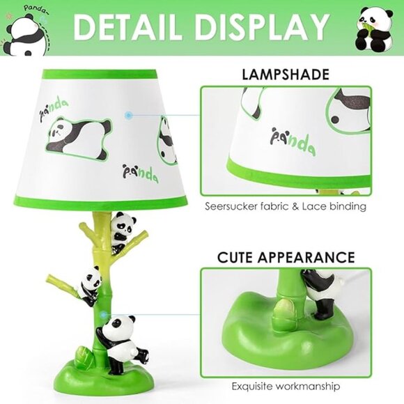 Adorable Panda Children Bedside Lamp with LED Bulb 16 Inches Tall - Picture 3 of 5